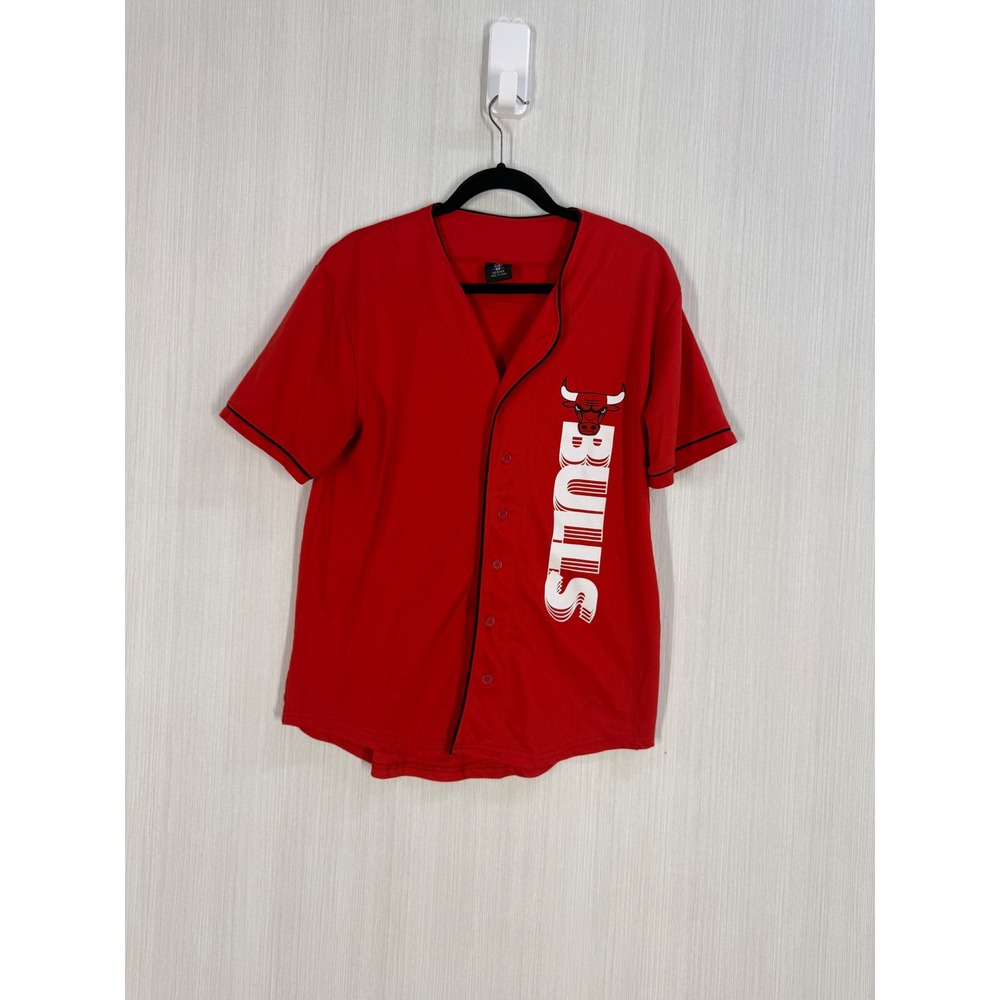 NBA Chicago Bulls Red Mesh Baseball Jersey Button Front Mens Medium